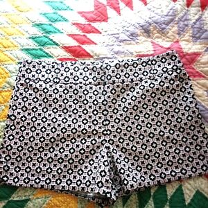LOFT High Waist Lavender and Navy Geometric Print Shorts